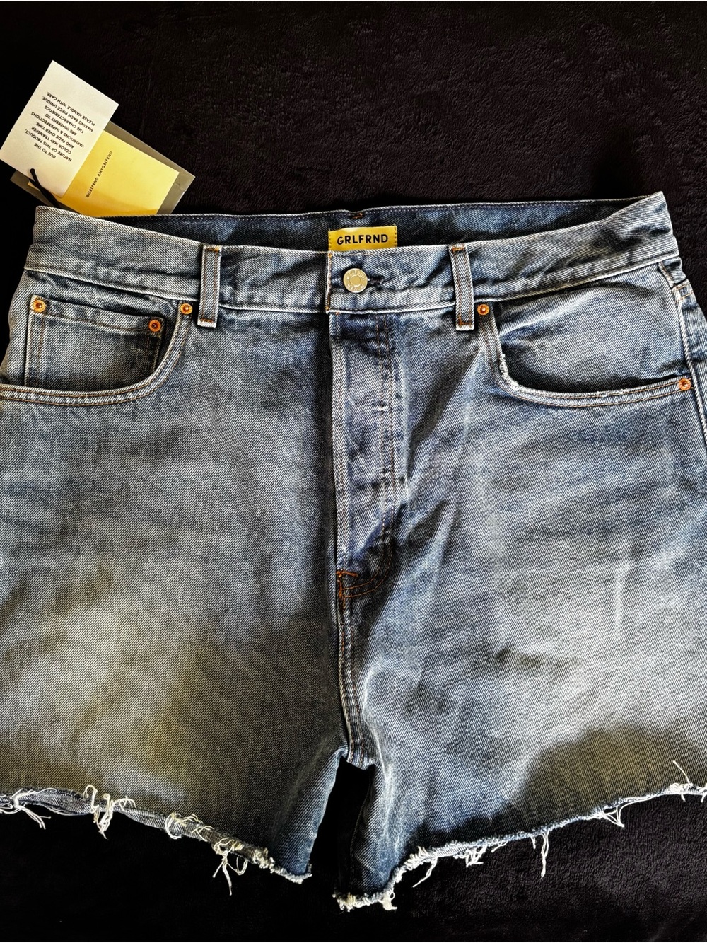 GRLFRND Men's Faded Blue Denim Cutoff Shorts